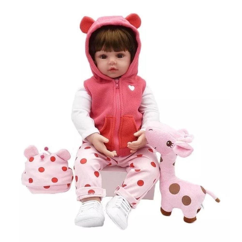 Bebe reborn 48cm 100 corpo silicone realista baby fashion coelho