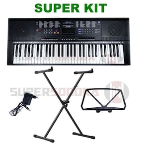 Kit Teclado Musical Estudante Spring TC 261 61 Teclas + Suporte em X + Fonte + Suporte Partituras