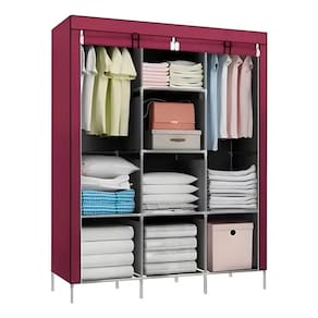 Guarda Roupa Decoteam Dobrável De Pano Vinho 88130B-3