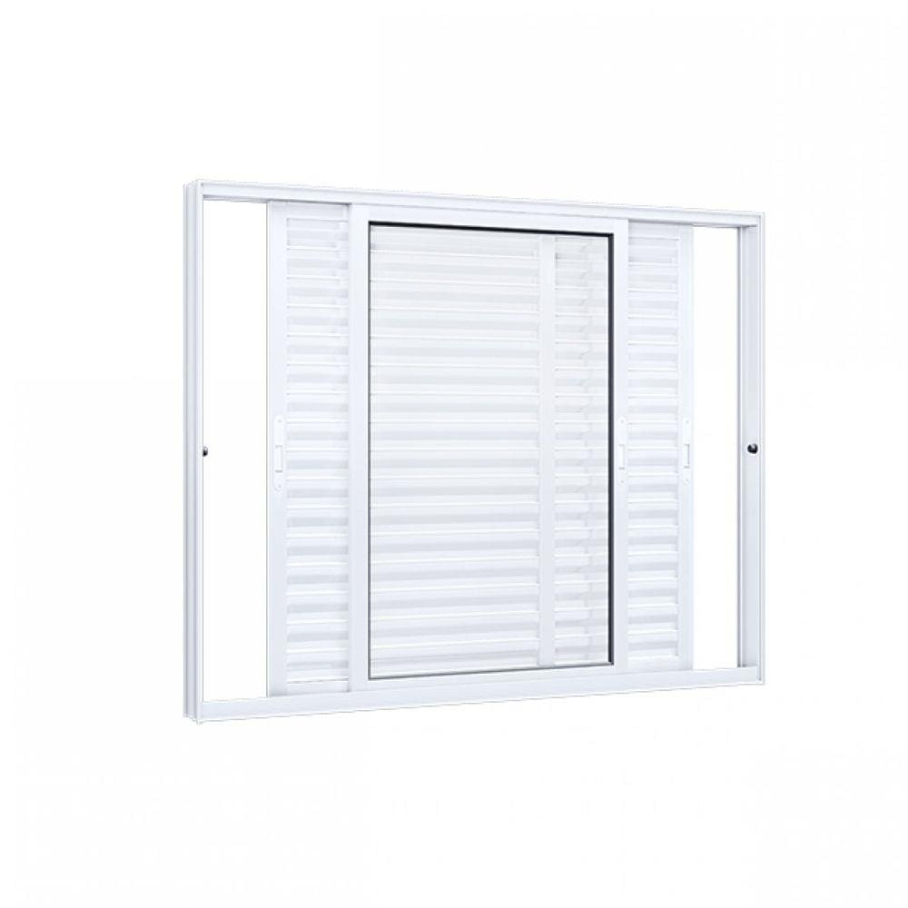 Janela Veneziana Alumínio Lateral 3 Folhas Móveis Lucasa Eccellente 100cmx150cm Branco