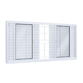 Janela de Correr Aço 6 Folhas com Grade Quadrada Lucasa Facilità 100cmx150cm Branco