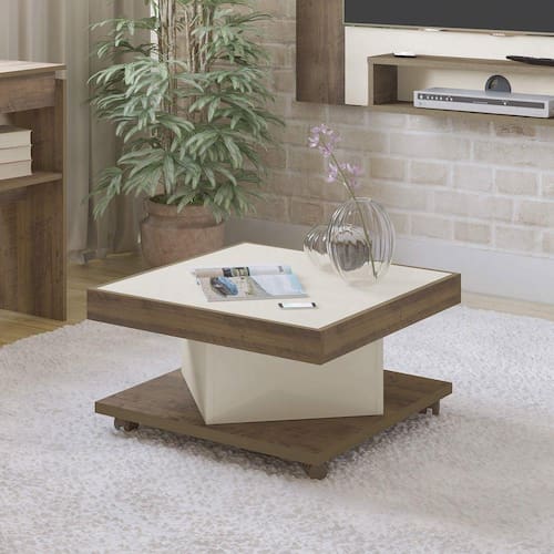 imagem-Mesa de Centro Quadrada Saara Artely Pinho/Off White - Marrom