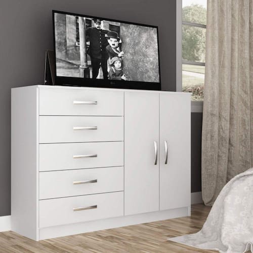 imagem-Cômoda 2 Portas 5 Gavetas Evidência Móveis - Branco