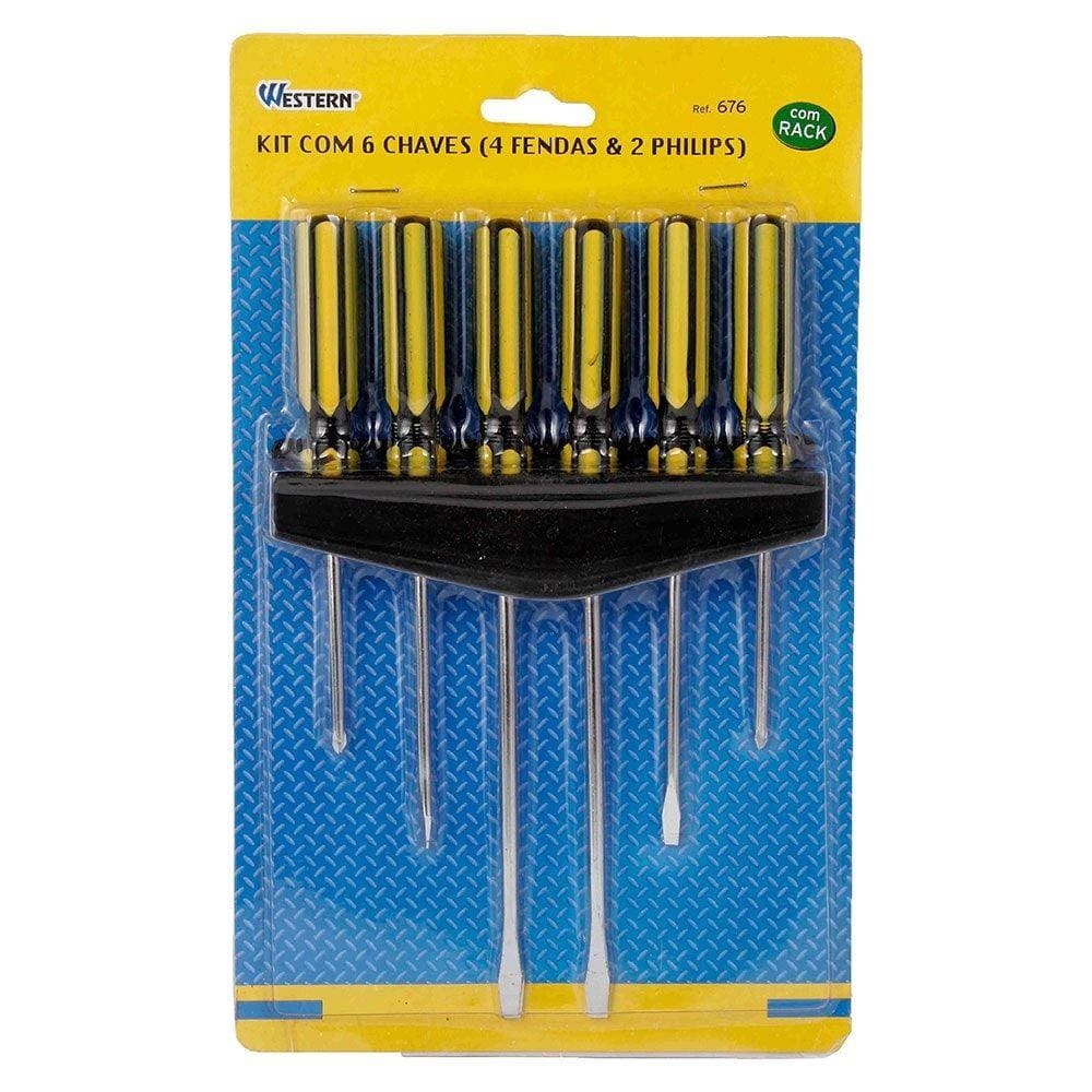 Kit com 6 chaves fenda e Philips WESTERN 676