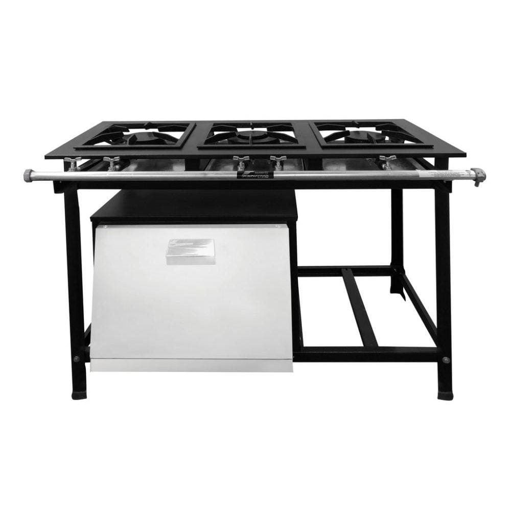 Fogão 3 Bocas Fundiferro Industrial Com Forno Preto - P7