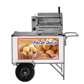 Carrinho de Pão de Queijo com Rodas Pneumáticas e Guarda Sol - Cefaz