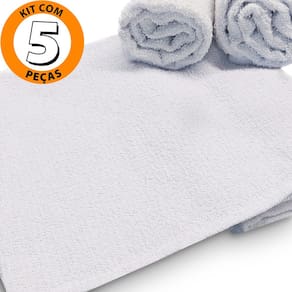 Kit 5 Toalhas de Rosto Branca Salão de Beleza 100% Algodão 40 x 65 cm