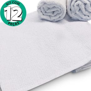 Kit 12 Toalhas de Rosto Para Salão Beleza 100% Algodão 40 x 65 cm Branca