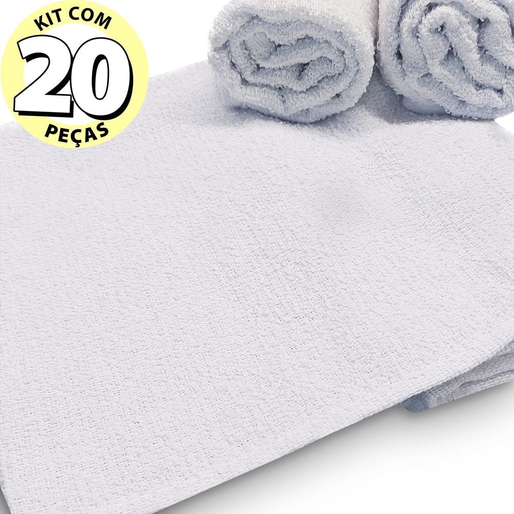 Kit 20 Toalhas de Rosto Para Salão Beleza 100% Algodão 40 x 65 cm Branca