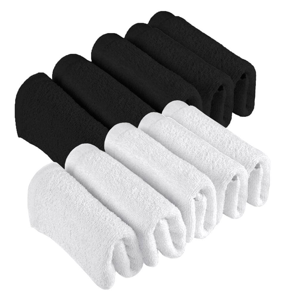Kit 10 Toalhas de Rosto Para Salão Beleza 100% Algodão 40 x 65 cm Branca Preta