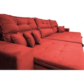 Sofá Cairo. 3,52m Retrátil, Reclinável Tecido Suede Vermelho