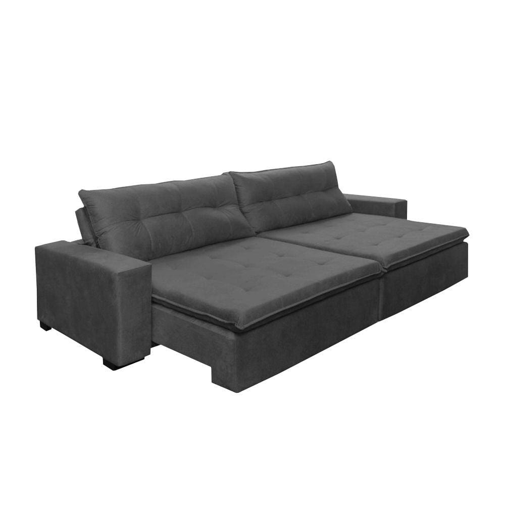 Sofá Retrátil e Reclinavel Oklahoma 3,02 Mts Com Molas e Pillow no Assento Tecido Suede - Cama InBox