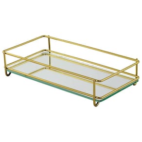 Bandeja Fence Lavabo Luxo Dourado Rosé Cromado 10x20cm
