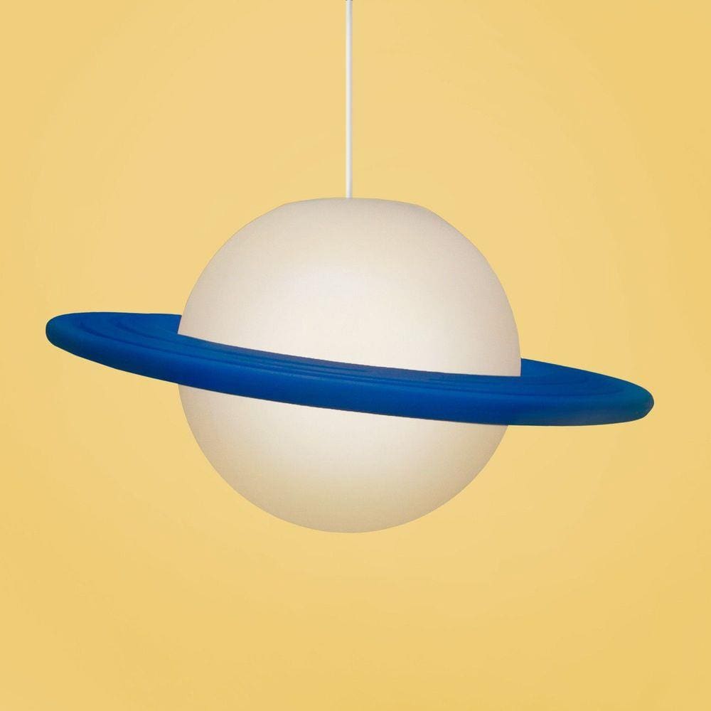 -Luminária - Pendente Saturno branco e azul