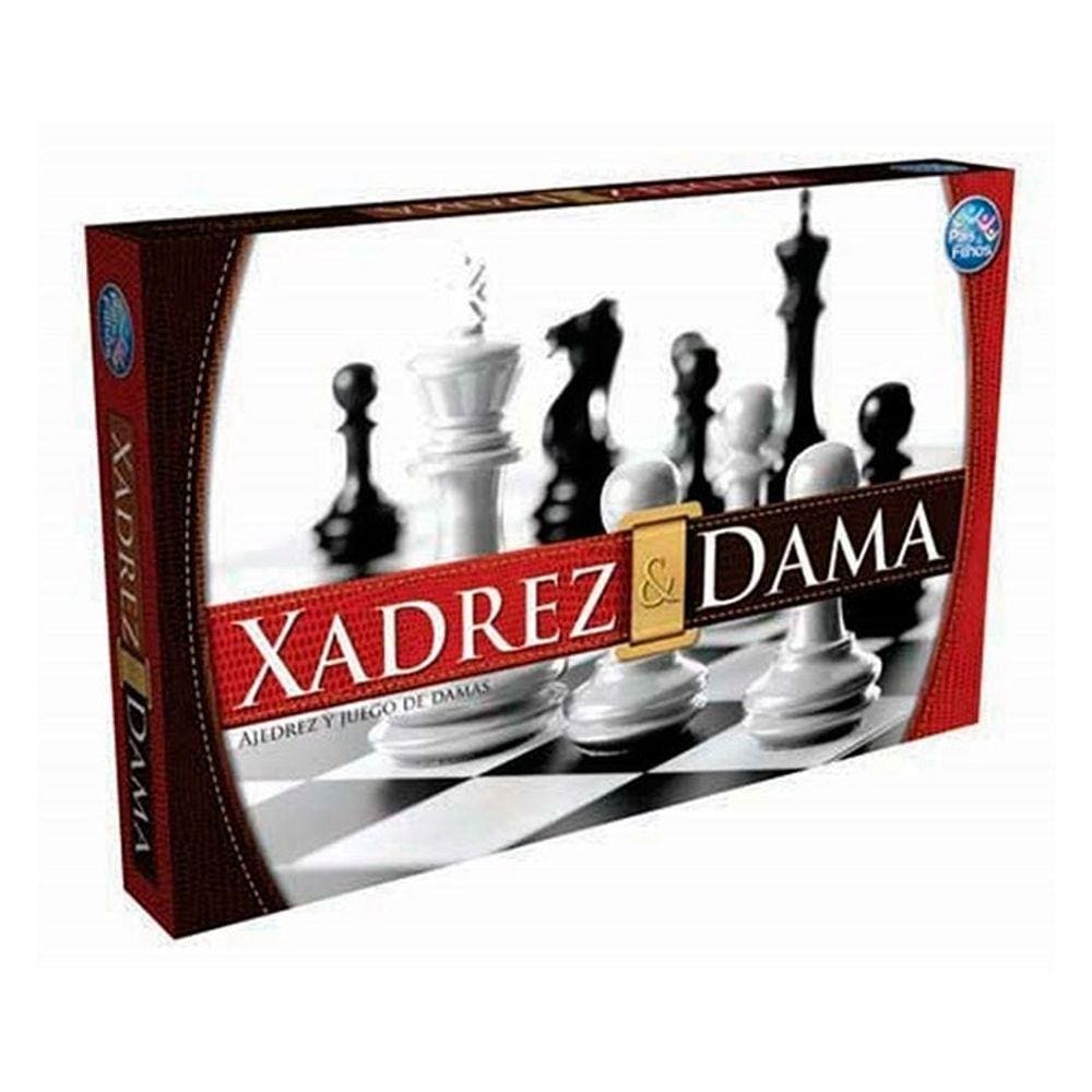 Jogo De Xadrez E Dama Tabuleiro Oficial Madeira Gaveta 29x29