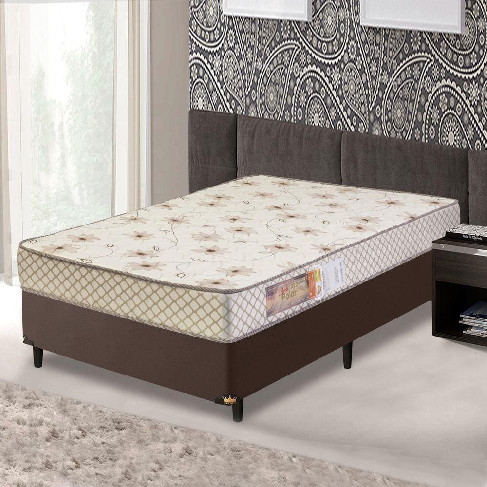 Cama Box Casal Colchão Espuma D23 Polar 138x188x54cm Branco - _ANCO
