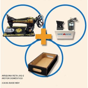 Máquina De Costura Reta Doméstica Pretinha+Base+Motor