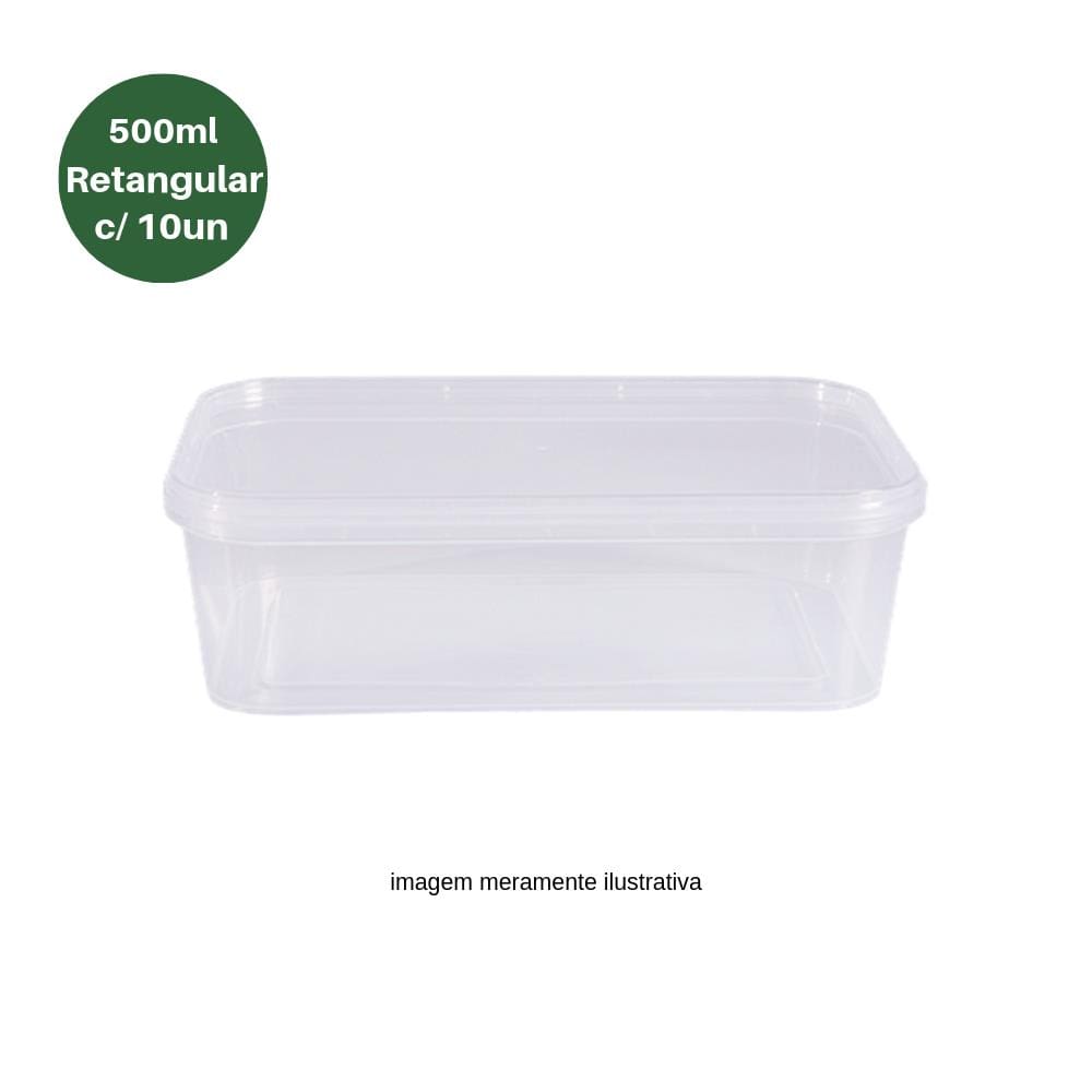 Pote Retangular com Lacre 500ml c/10un - Transparente