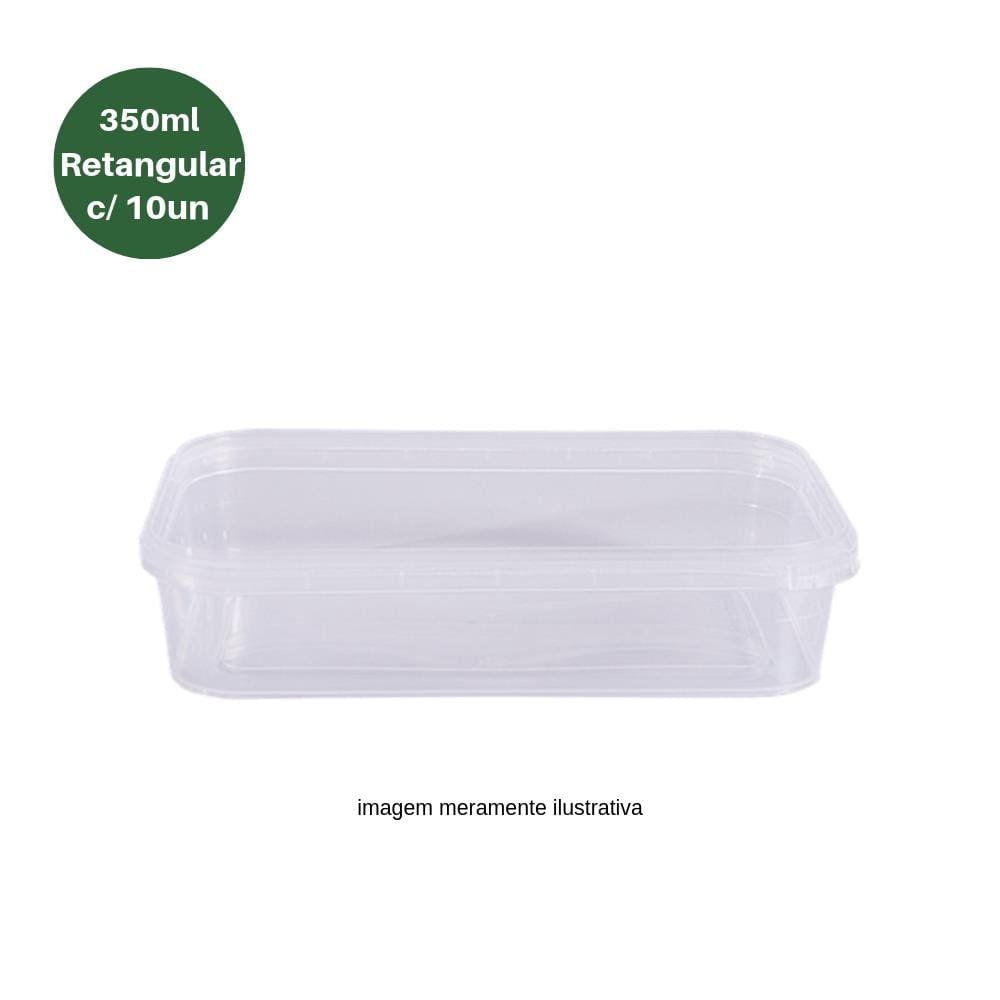 Pote Retangular com Lacre 350ml c/10un - Transparente