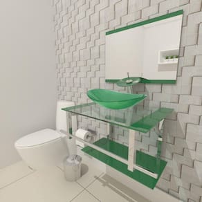 Gabinete de Vidro 60cm para Banheiro Cuba Oval - Sérvia Inox