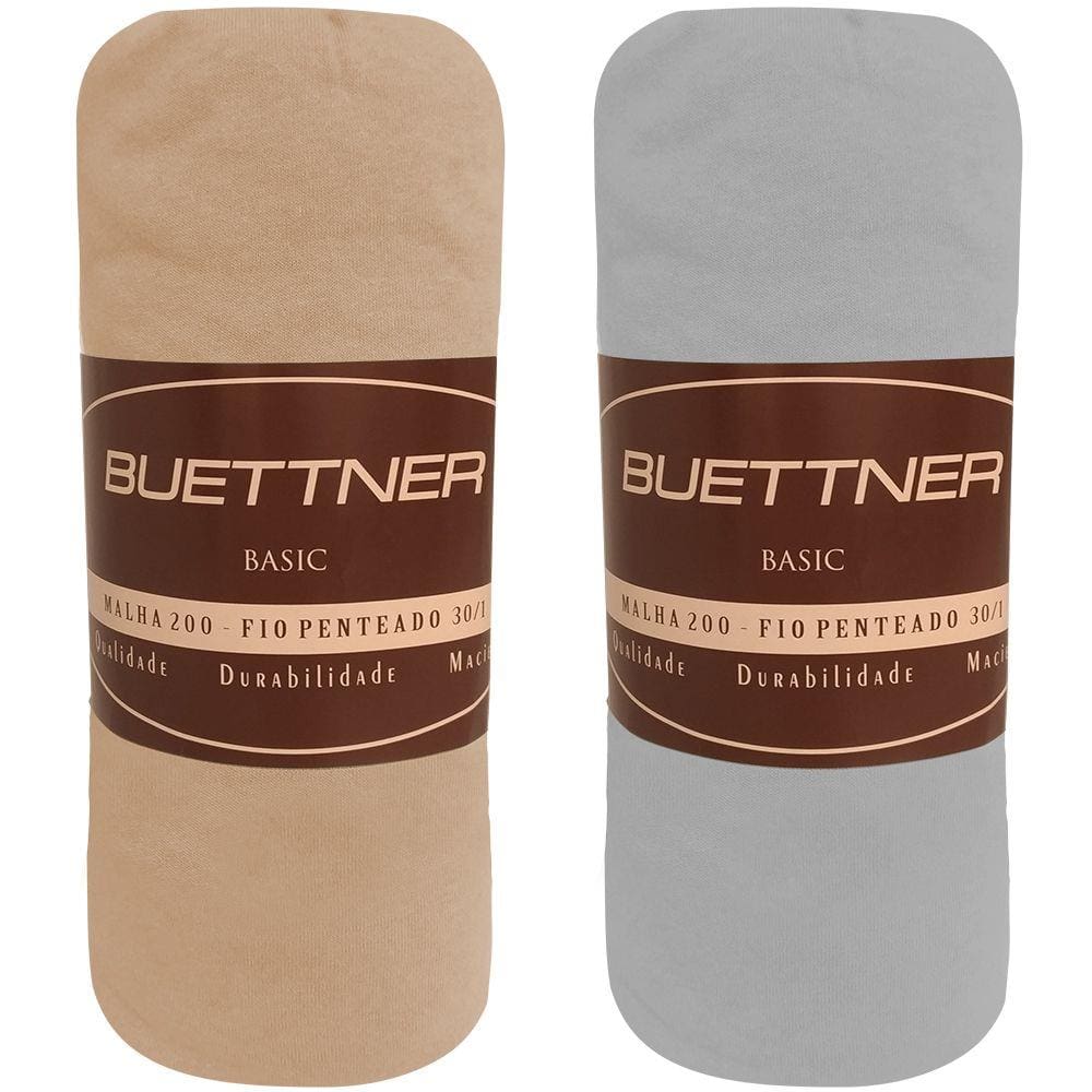 Kit 2 Lençóis Casal de Malha 100% Algodão com Elástico Buettner