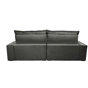 Sofa Retrátil e Reclinável 2,32m com Molas Ensacadas Cama inBox Soft Tecido Suede Cinza