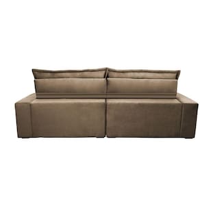Sofa Retrátil e Reclinável 3,12m com Molas Ensacadas Cama inBox Soft Tecido Suede Castor