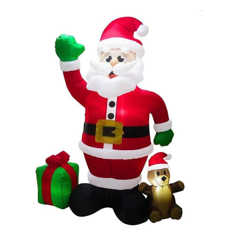 Papai Noel Gigante Natal Boneco Enfeite 2,40M Com 9 Leds