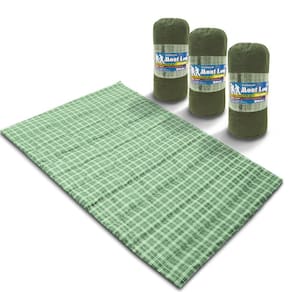Kit 3 Colchonetes Casal 190x130 Com Bolsa Xadrez Verde