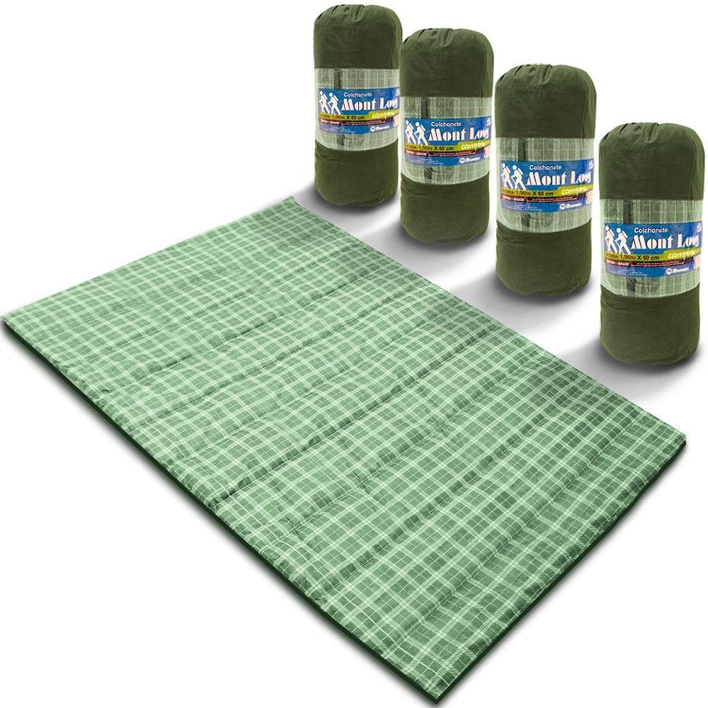 Kit 4 Colchonetes Casal 190x130 Com Bolsa Xadrez Verde