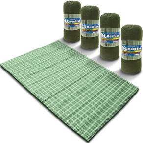 Kit 4 Colchonetes Casal 190x130 Com Bolsa Xadrez Verde