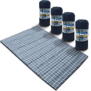 Kit 4 Colchonetes Casal 190x130cm Com Bolsa Para Transporte Xadrez Azul
