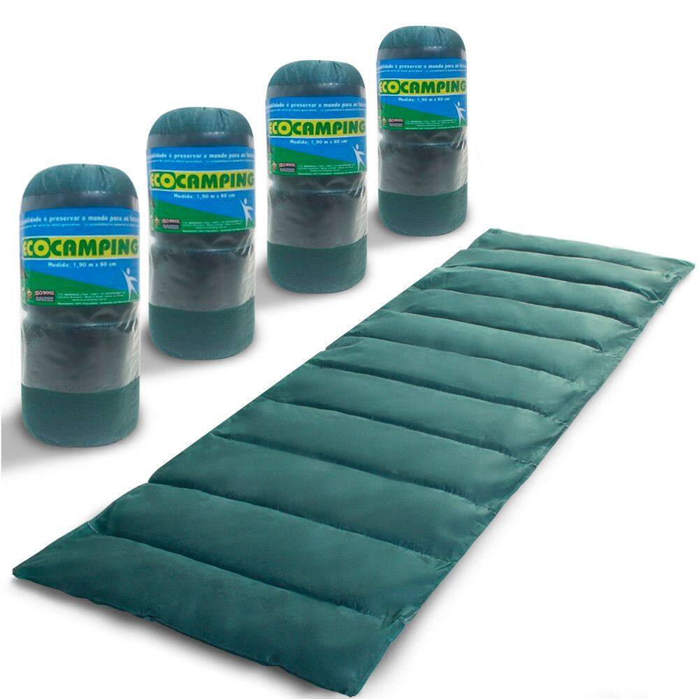 Kit 4 Colchonete Multiuso Solteiro Ginastica Yoga Exercício Academia Camping Verde 190x60cm