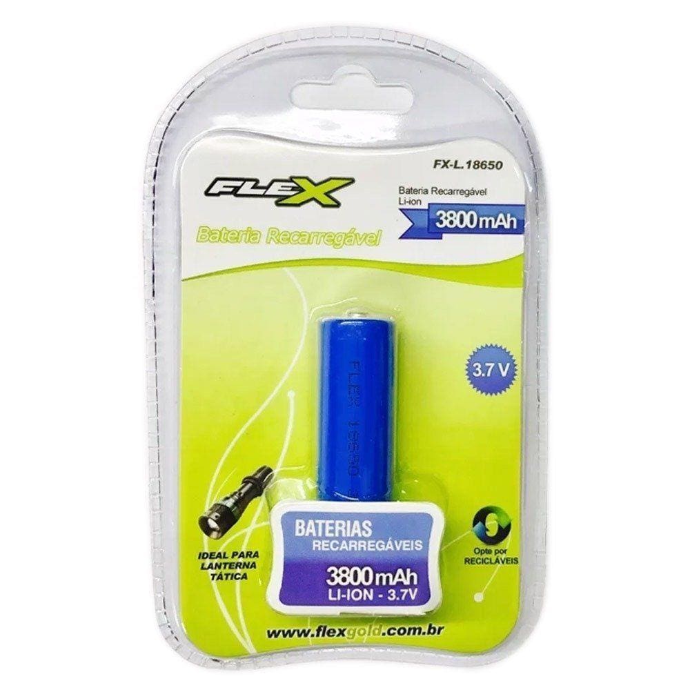 Bateria Recarregável Lanterna 3.7V 3800mAh Flex FX-L.18650