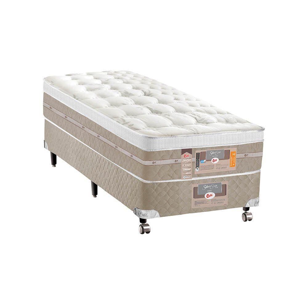 Cama Box + Colchão Solteiro Castor Mola Pocket® Silver Star AIR com Box SI One Face 88x188x72cm