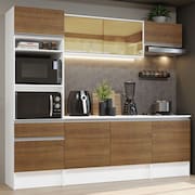 Cozinha Completa Madesa Diamante com Armário, Balcão e Tampo - Branco/Rustic