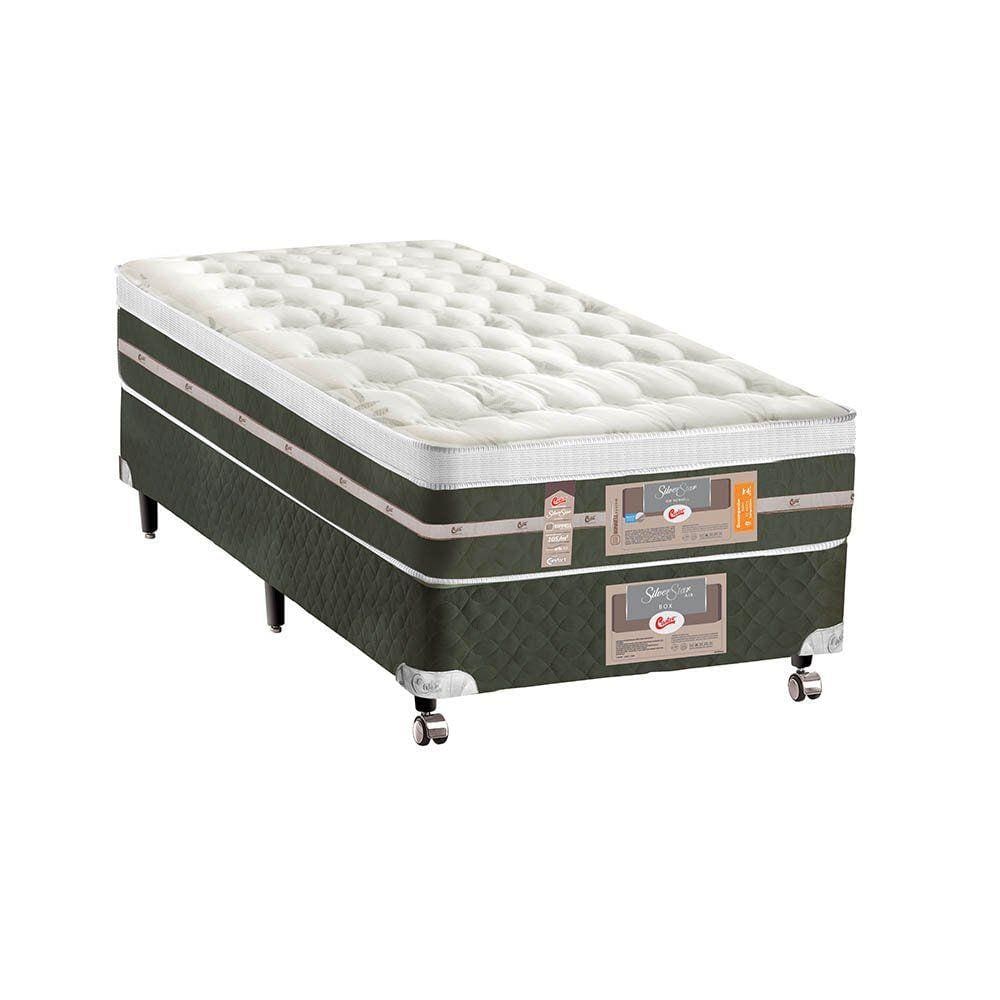 Cama Box + Colchão Solteiro Castor Molas Bonnel Silver Star AIR One Face 120x203x72cm