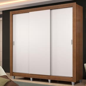 Guarda Roupa Casal Madesa Lyon Plus 3 Portas de Correr 4 Gavetas com Pés