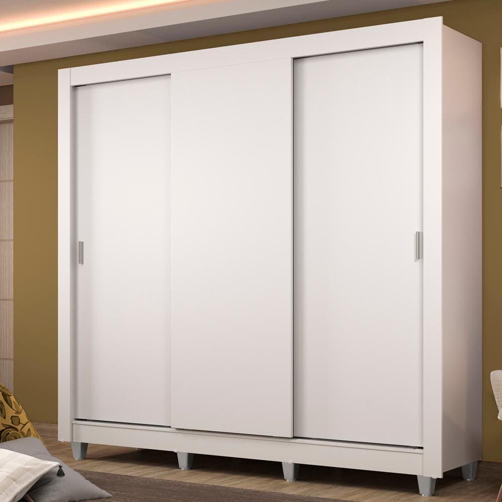 Guarda Roupa Casal Madesa Lyon Plus 3 Portas de Correr 4 Gavetas com Pés