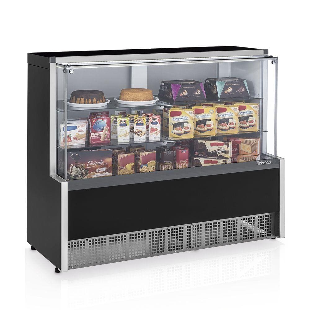 Vitrine Neutra MPNA-140R PR com Prateleiras em Vidro Temperado Linha Aurora Vidro Reto 1.40m