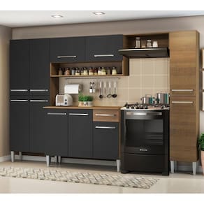 Cozinha Completa Emilly Preto com Armário e Balcão Madesa