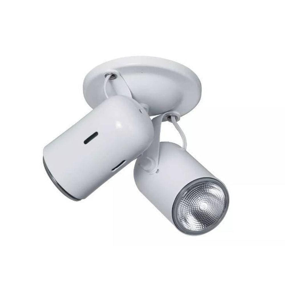 Spot Sobrepor Alumínio 2 Lâmpadas 50W Gu10 Biancoluce Branco