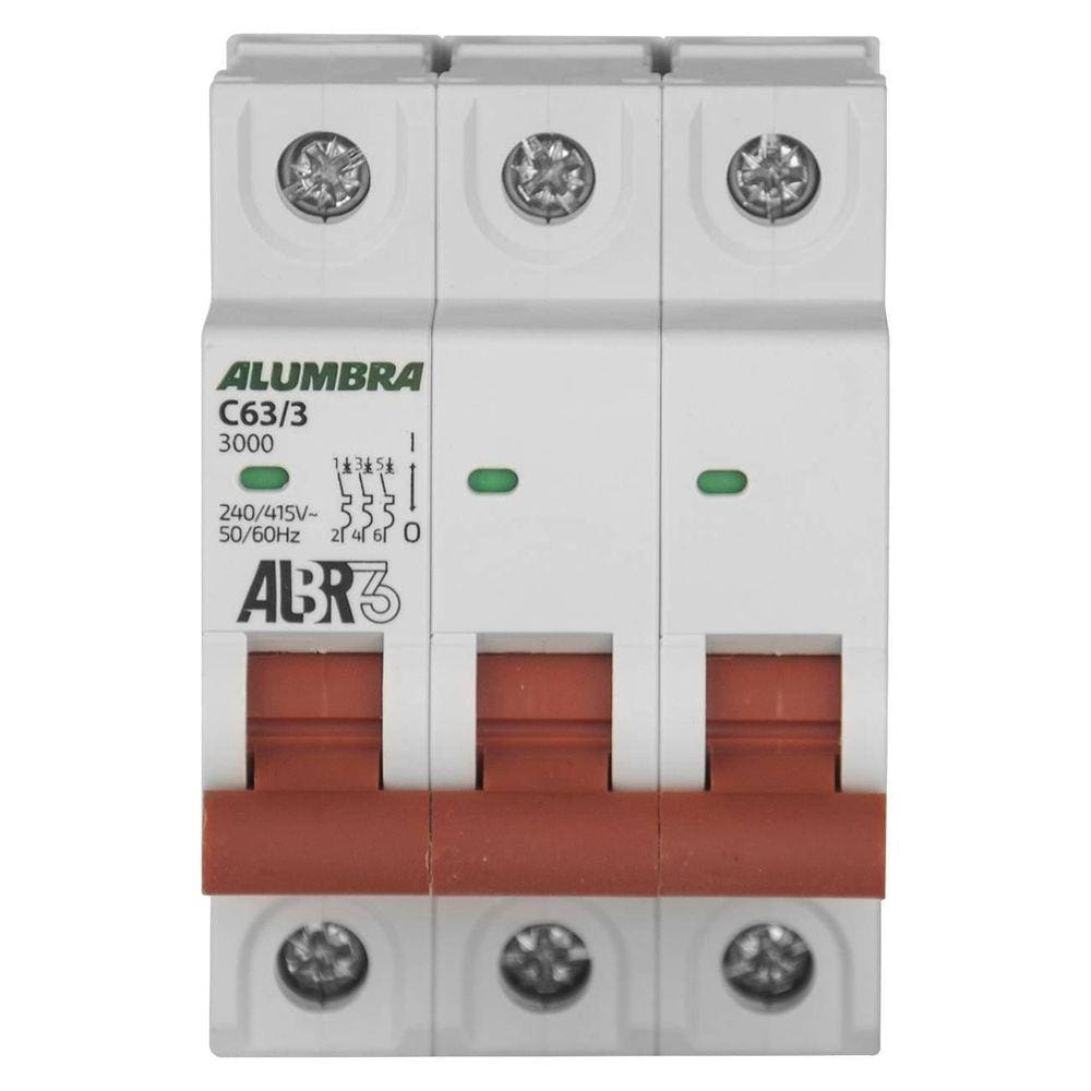 Disjuntor Tripolar 63A 3Ka Curva C Albr Alumbra