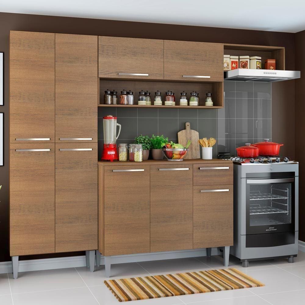 Cozinha CompletaEmilly Rustic com Armário e Balcão Madesa