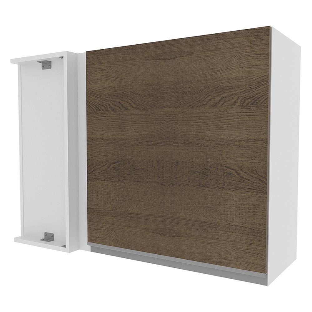 Armário Aéreo de Canto Glamy 1 Porta Branco/Rustic Madesa 
