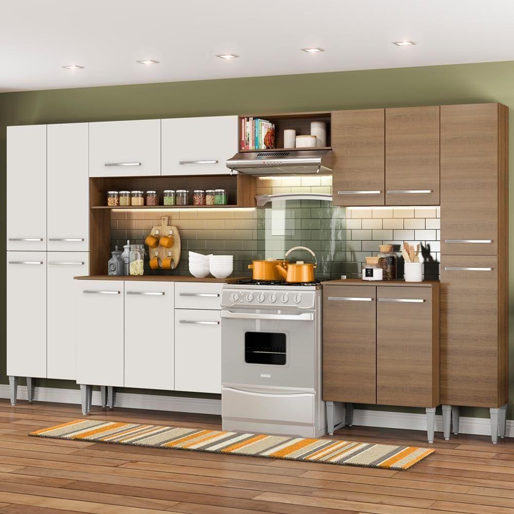 Cozinha Completa Emilly Armário Balcão Branco/RusticMadesa