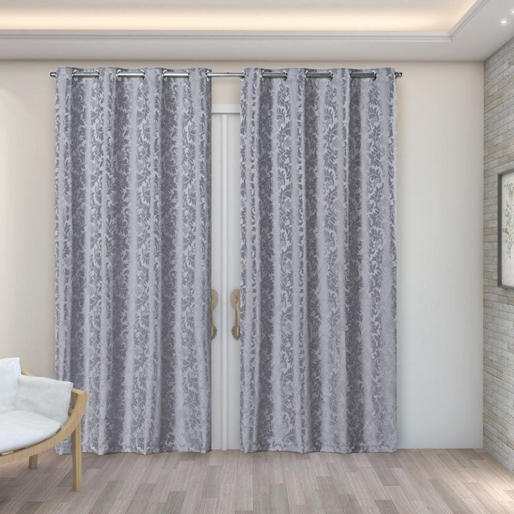Cortina Em Tecido Jacquard 2,80 M X 2,30 M - Cinza