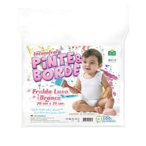 Fralda de Pano Bebê para Pintar e Bordar Kit 5 peças Antialérgico 100% Algodão Luxo Tecido Duplo Incomfral