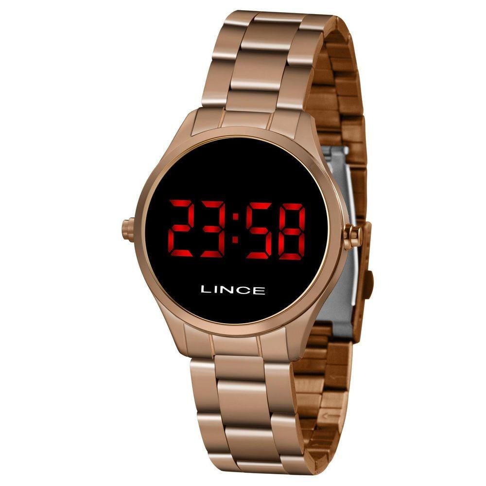 Relogio Lince Feminino Digital Led Mdr4618L Vxrx Rose Preto