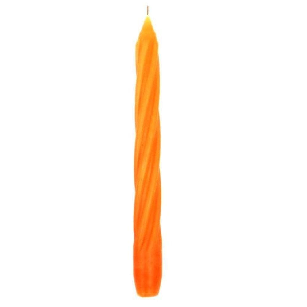 Kit 10 Velas Castiçal Laranja Espiral 20 Cm Candelabro